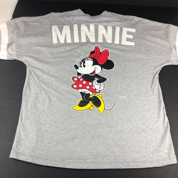 Disney Minnie Mouse Shirt Men's Small Grey Big Puffy Print Spell Out Long Sleeve - Picture 9 of 14